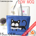 personalize best beach tote bag for girls with cat and fish printing